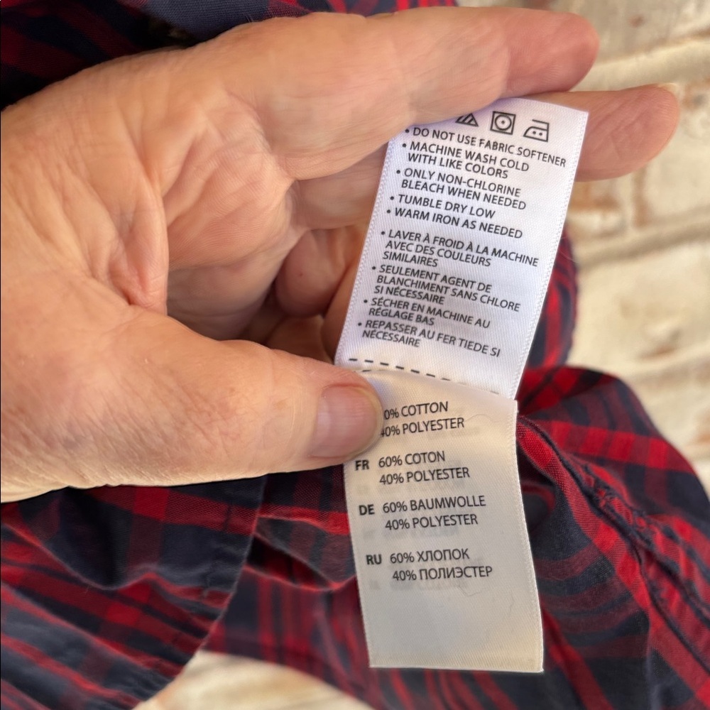 Harbor‎ Bay Red Navy Plaid Plus Size Dress Shirt - Picture 6 of 8